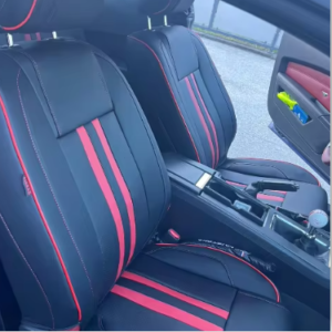 black leather red stripe